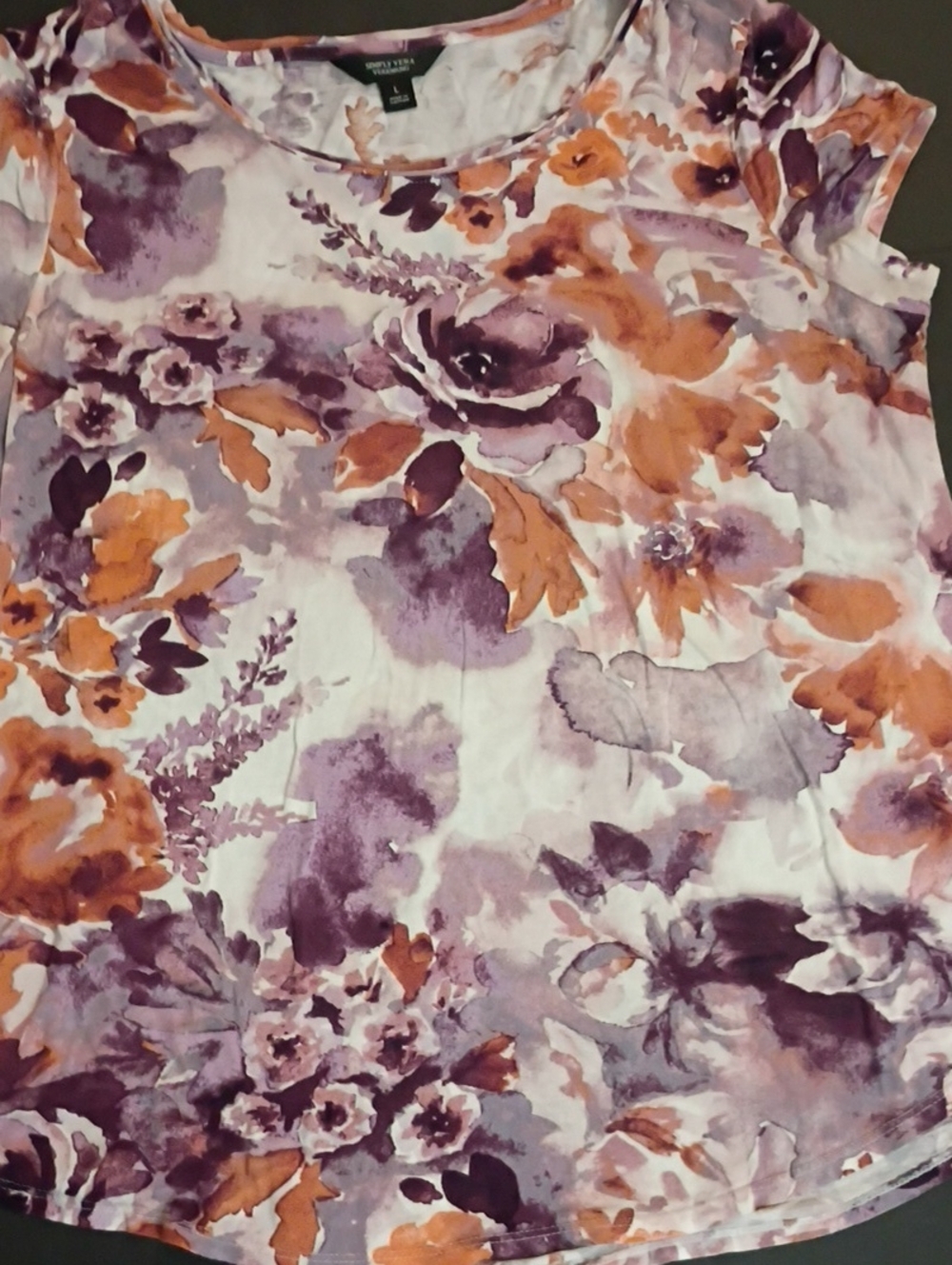 Simply Vera Vera Wang Floral Scoop Tee in Purple & Orange